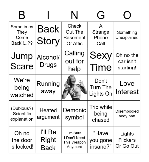Scary Movie Bingo Card