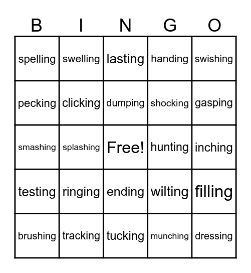 -ing words Bingo Card
