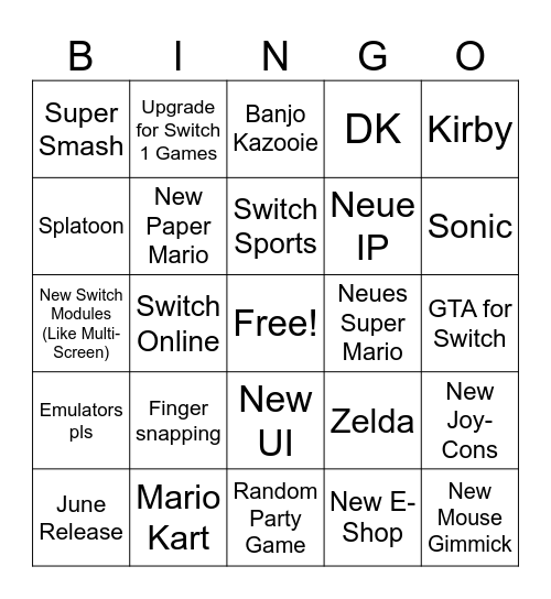 SWITCH 2 DIRECT Bingo Card