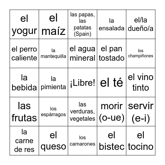 Lotería Bingo Card