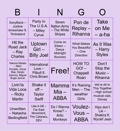 The Friend Finder Bingo Card