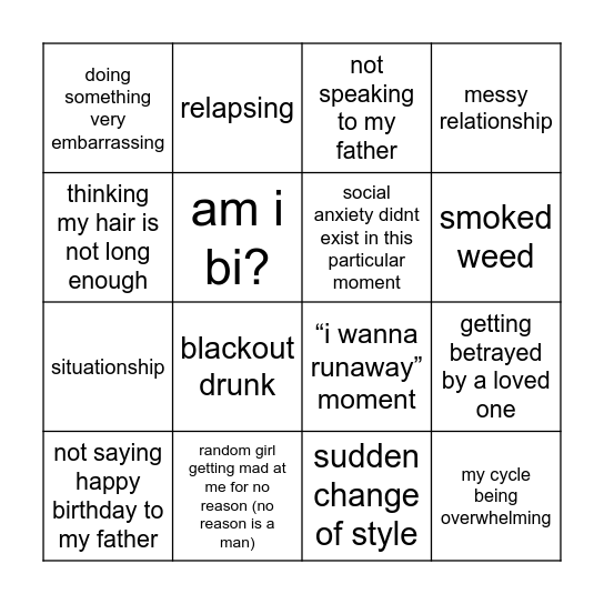 my 2025 Bingo Card
