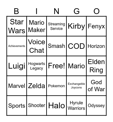 Switch 2 Bingo Card