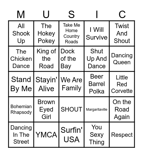MUSIC BINGO Card