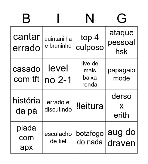 BINGO DO MENTIRAS Bingo Card
