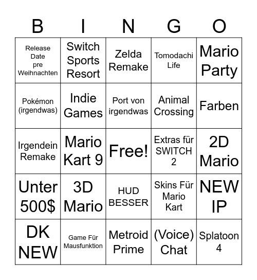 SWITCH 2 DIRECT Bingo Card