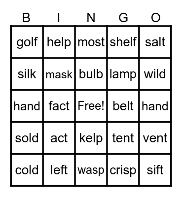 Ending blending Bingo Card