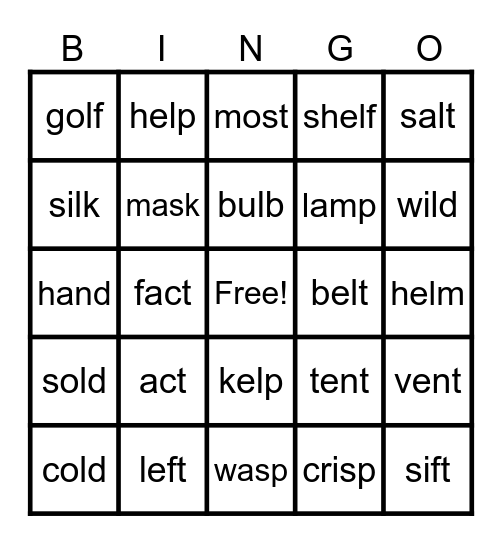 Ending blending Bingo Card
