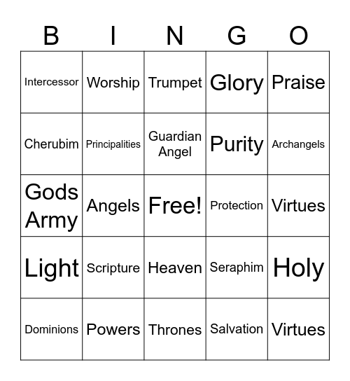 Angel Bingo Card