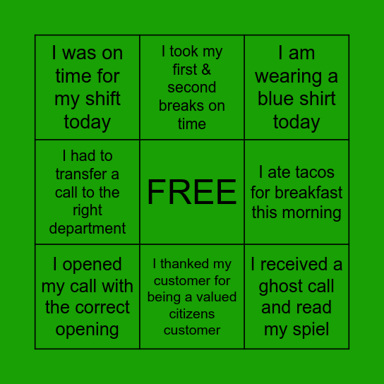 CITIZEN'S BINGO Card