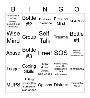SPARCS BINGO Card
