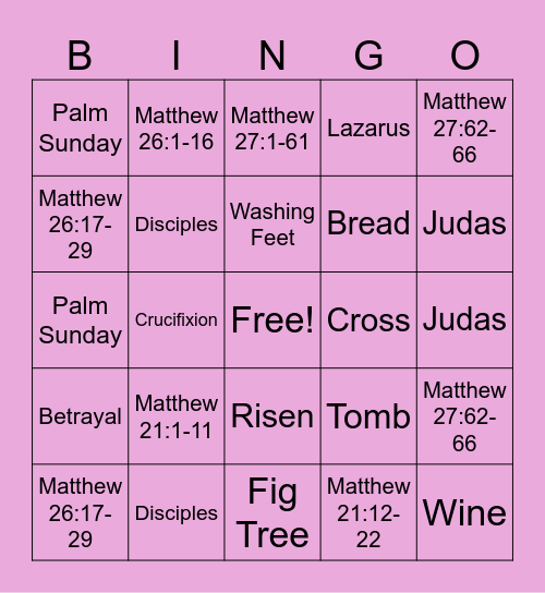 Holy Week BINGO Card