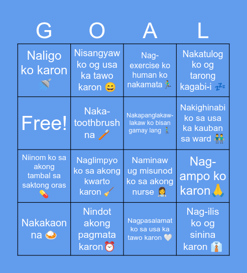 BING-GOAL Bingo Card