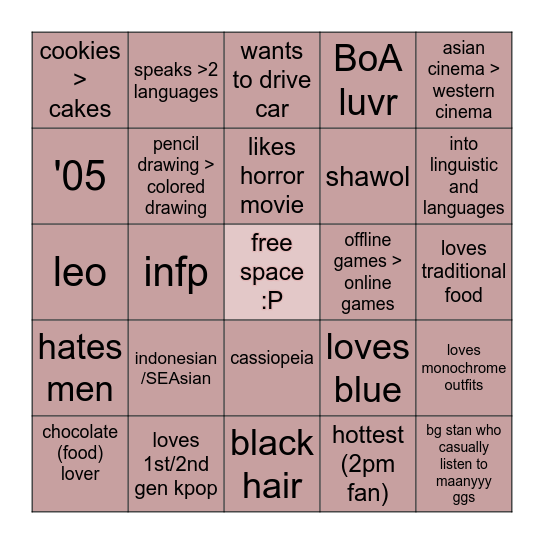 rea's bingo Card