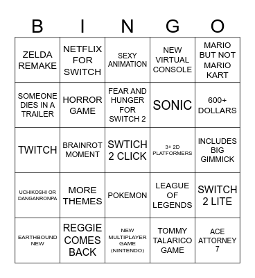 SWITCH 2 WITH BOO Bingo Card