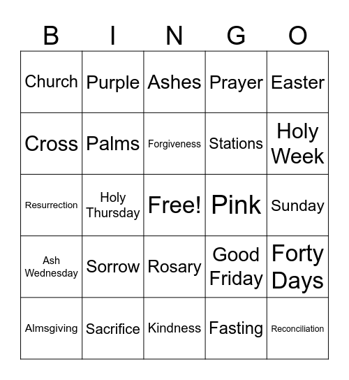 St. Lawrence - LENT BINGO Card
