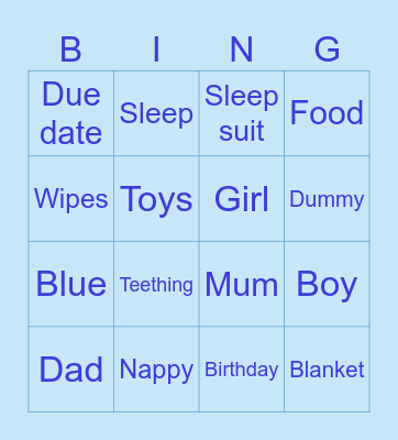 Baby Shower Bingo! Bingo Card