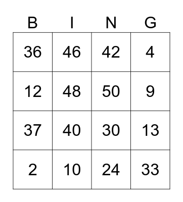 Wild Wild West Adults Bingo Card