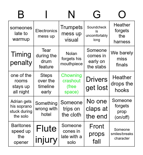 Winds Dayton 2025 Bingo Card