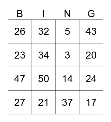 Wild Wild West Adults Bingo Card