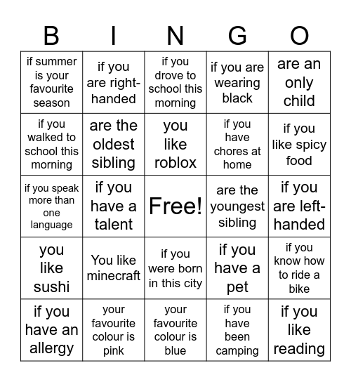 Dovercourt BGC Bingo Card