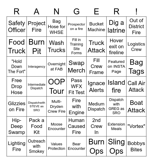 2025 Crew Bingo Card