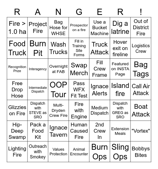 2025 Crew Bingo Card