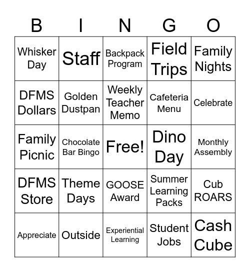 MAKING SCHOOL FUN AGAIN! Bingo Card