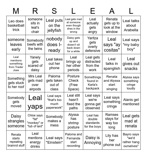 ELA Bingo 2.0 Bingo Card