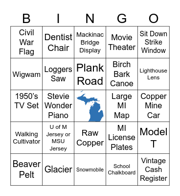 Michigan History Museum Bingo Card