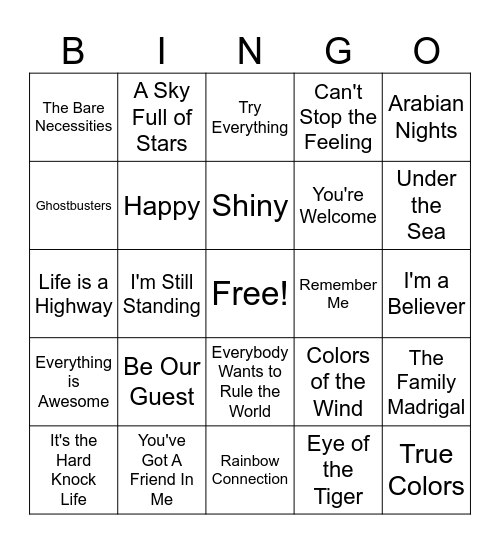Movies Bingo Card