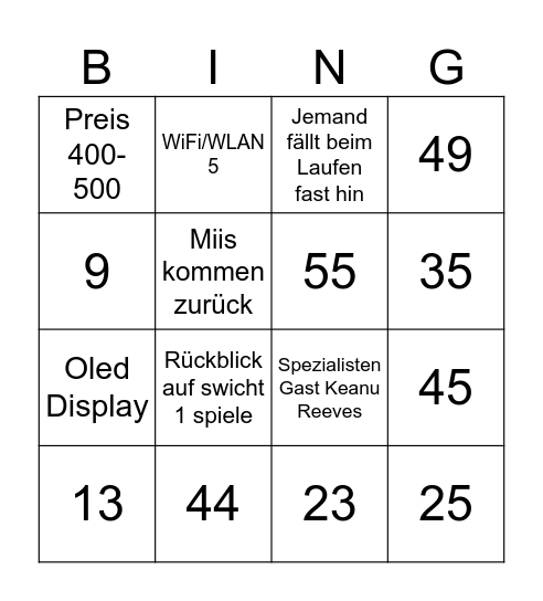 Bing Bingo Card