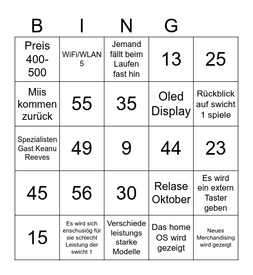 Bing Bingo Card