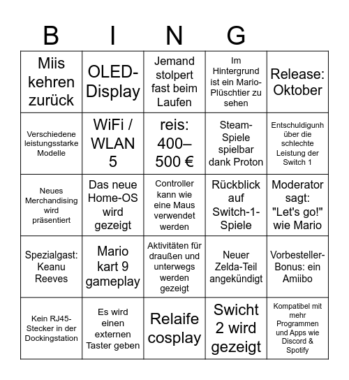 Bing Bingo Card