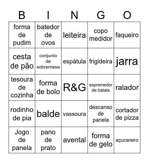 BiNGO DOS NOIVOS - RAUL E GIOVANA Bingo Card