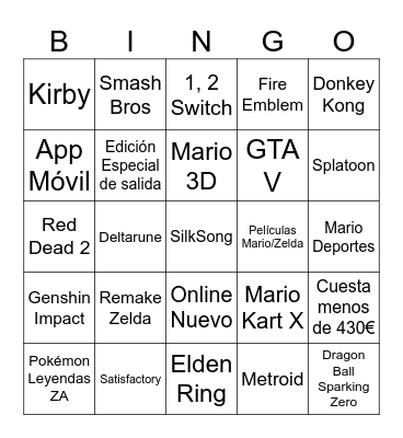 Predict Direct Bingo Card