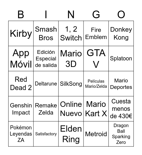 Predict Direct Bingo Card