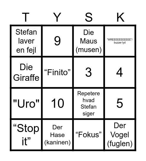 Tysk modul Bingo Card