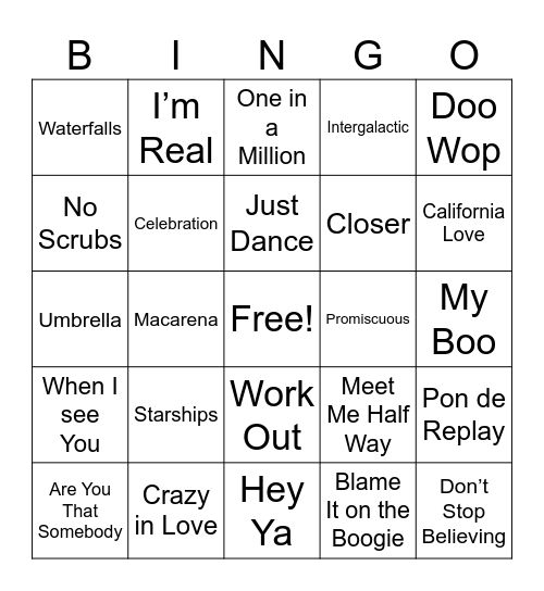 Music Bingo Card