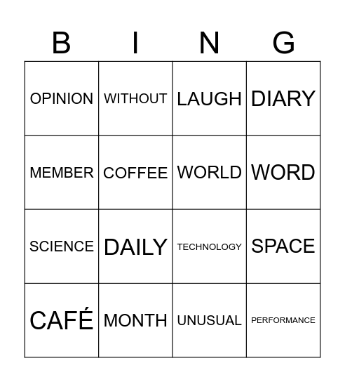 Key 1 Bingo Card