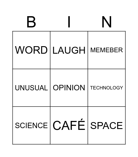 KEY 1 BINGO Card