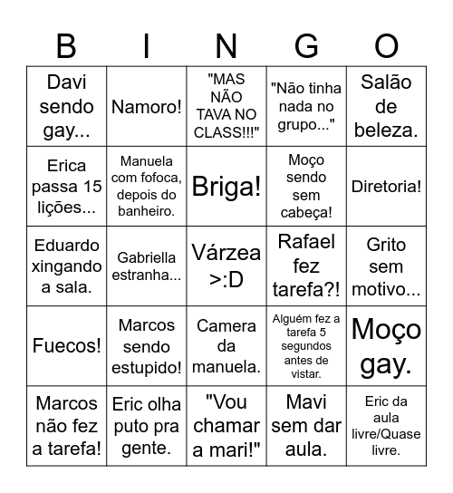 Class Bibgo Bingo Card