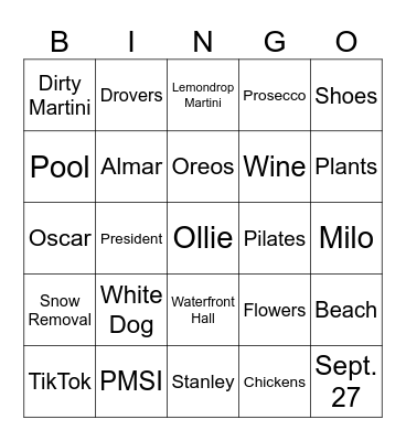 Nikki’s Bridal Bingo Card