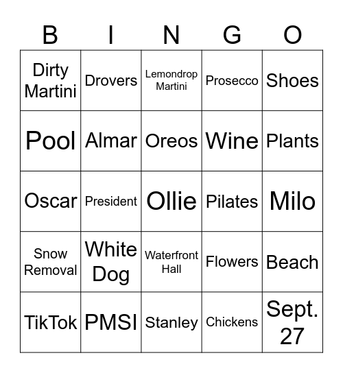 Nikki’s Bridal Bingo Card