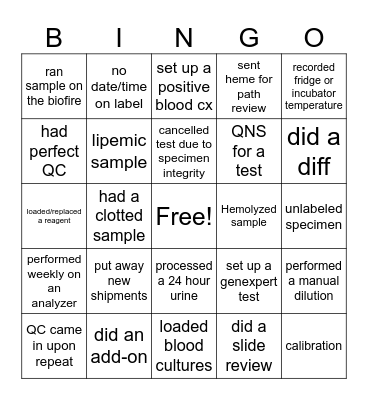 Lab Week Bingo Card