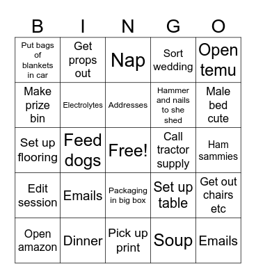 Rrainyday Bingo Card