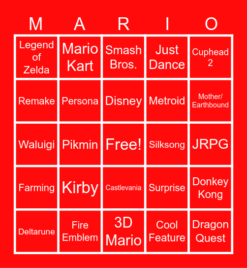 Switch 2 Direct Bingo Card