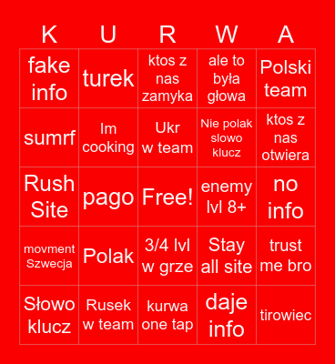 Polish info Bingo Card