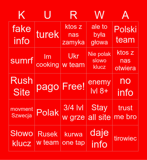 Polish info Bingo Card