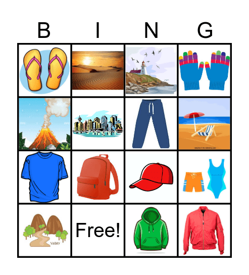 5.3 ¿Adónde vas y qué necesitas? Bingo Card